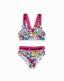 Bikini blanco estampado niña Rebel Girl