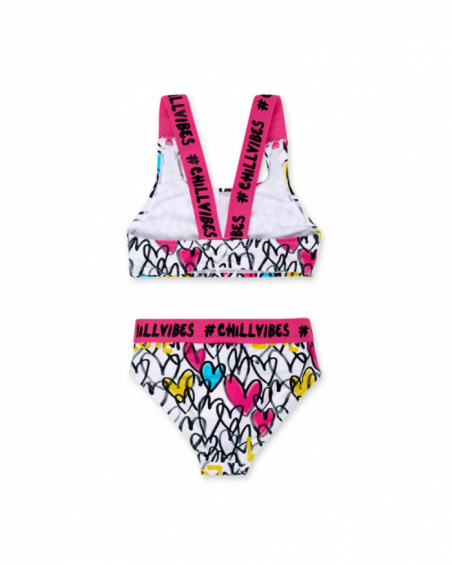 Bikini blanco estampado niña Rebel Girl