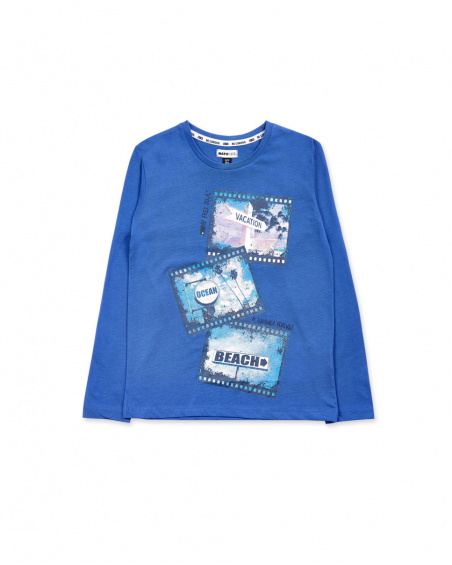 Camiseta larga punto azul niño The coast