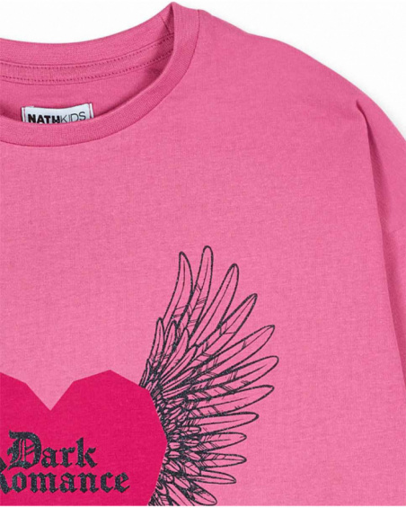 Camiseta punto rosa de niña Dark Romance