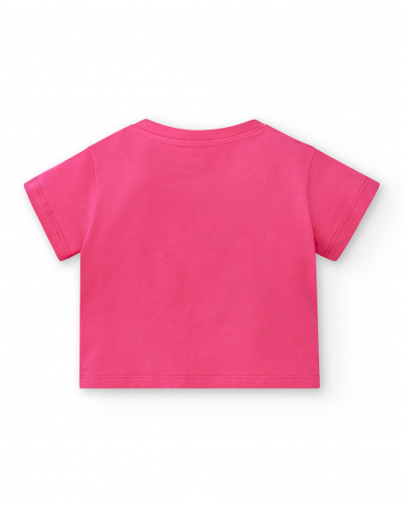 Camiseta punto rosa niña Run Sing Jump