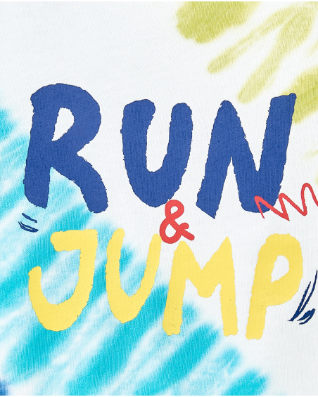 Camiseta larga punto blanco niño Run Sing Jump