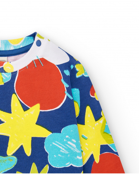 Sudadera felpa azul niño Run Sing Jump