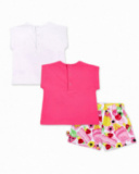 Conjunto tres piezas punto rosa niña Creamy Ice