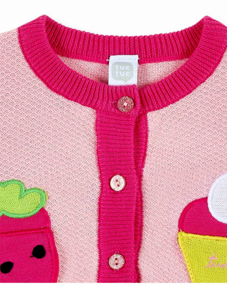 Chaqueta tricot rosa niña Creamy Ice