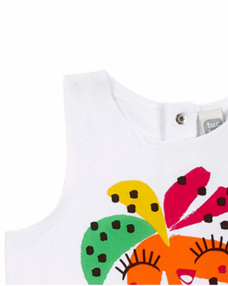 Camiseta tirantes punto blanco niña Banana Records