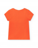 Camiseta punto naranja niña Paradise Beach