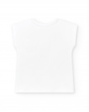 Camiseta punto blanco lentejuelas niña Flamingo Mood