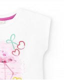 Camiseta punto blanco lentejuelas niña Flamingo Mood