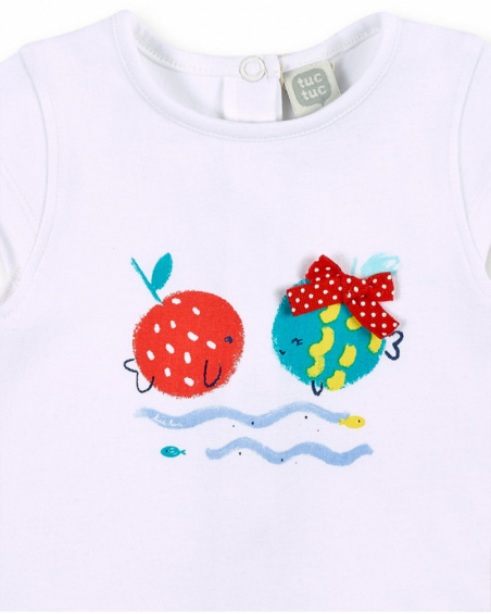Conjunto punto blanco rojo niña Frutti