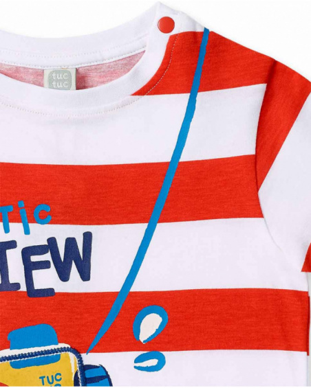 Camiseta punto blanco rojo rayas niño Salty Air
