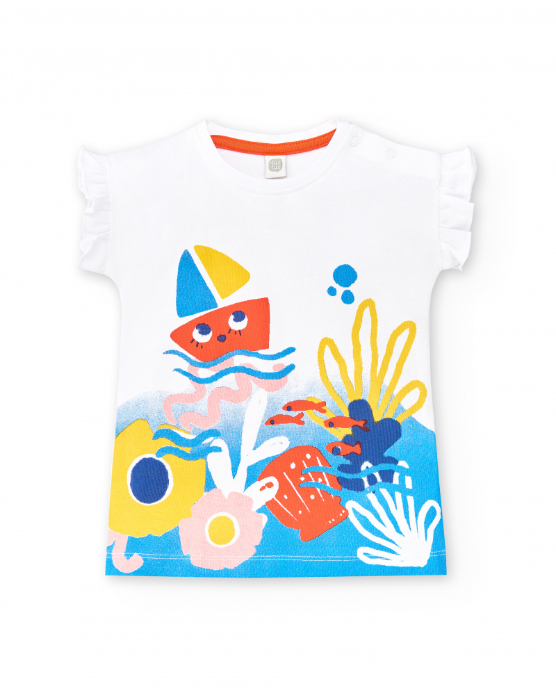 Camiseta punto blanco volante niña Salty Air