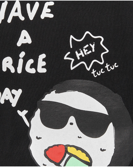 Camiseta punto negro niño Hey Sushi