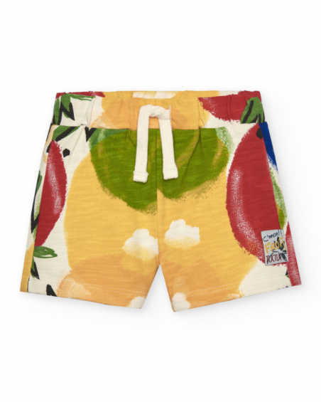 Bermuda felpa de niño en colores llamativos con estampado de