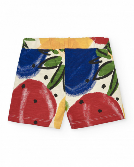 Bermuda felpa de niño en colores llamativos con estampado de