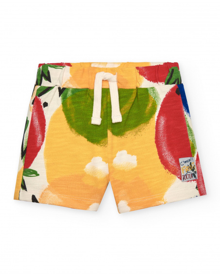 Bermuda felpa de niño en colores llamativos con estampado de