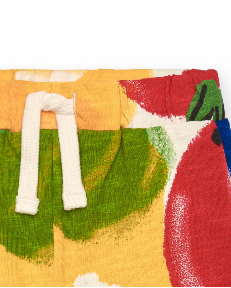 Bermuda felpa de niño en colores llamativos con estampado de