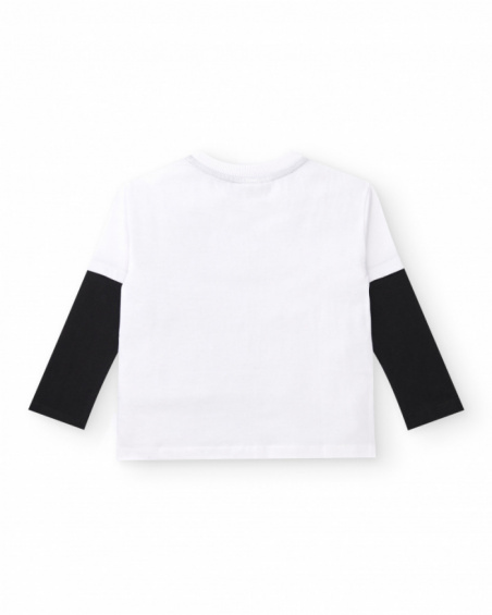 Camiseta de manga larga para niño en blanco con estampado