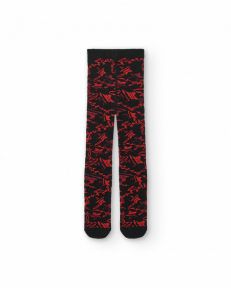 Leotardos negros con diseño rojo para niña colección Cyber Dino