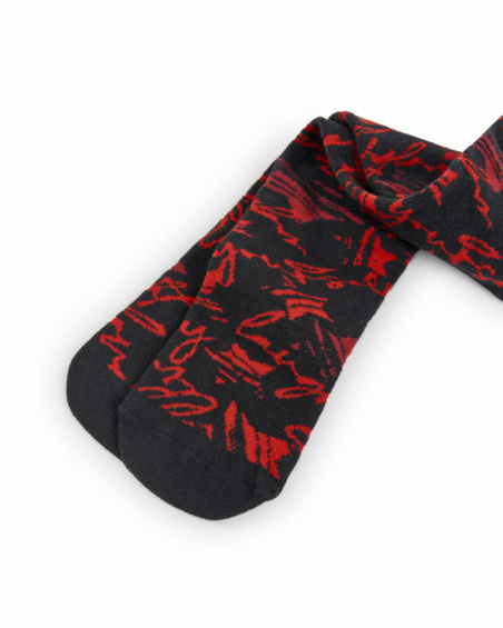 Leotardos negros con diseño rojo para niña colección Cyber Dino