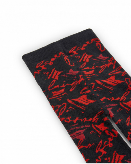 Leotardos negros con diseño rojo para niña colección Cyber Dino