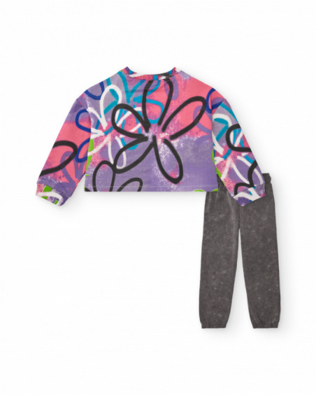 Conjunto de sudadera y pantalones jogger con estampado floral
