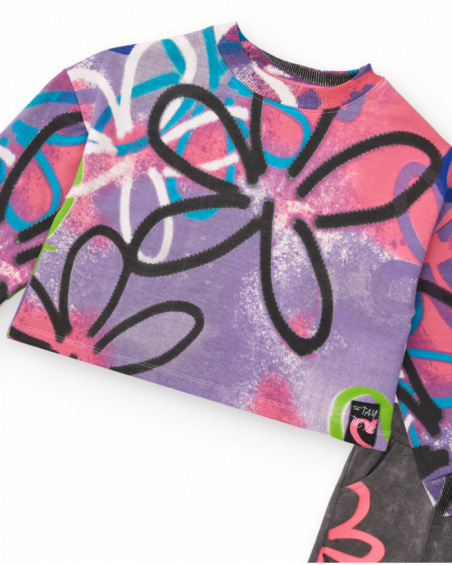 Conjunto de sudadera y pantalones jogger con estampado floral