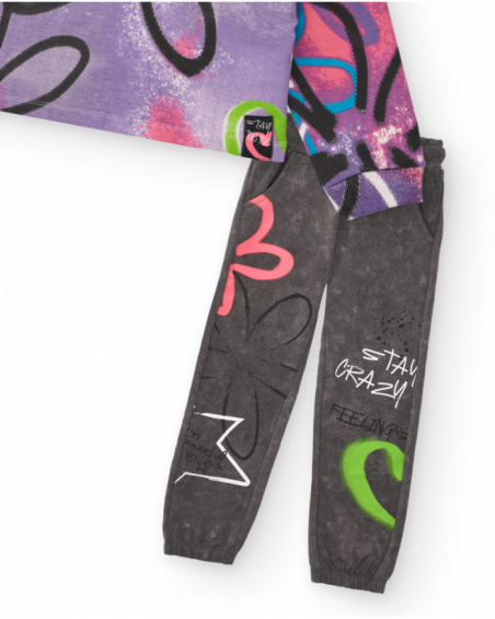 Conjunto de sudadera y pantalones jogger con estampado floral