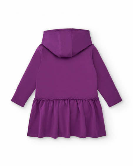 Vestido morado con capucha y aplicación de lentejuelas para