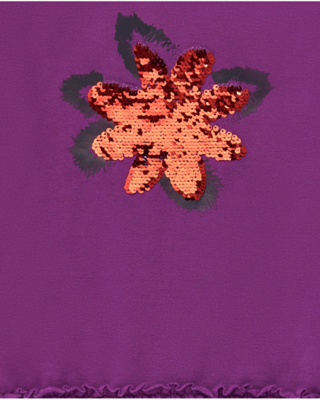 Vestido morado con capucha y aplicación de lentejuelas para