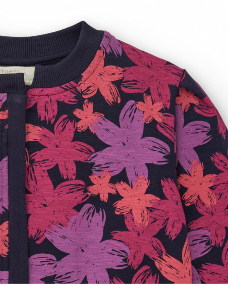 Chaqueta bomber con estampado floral para niña colección