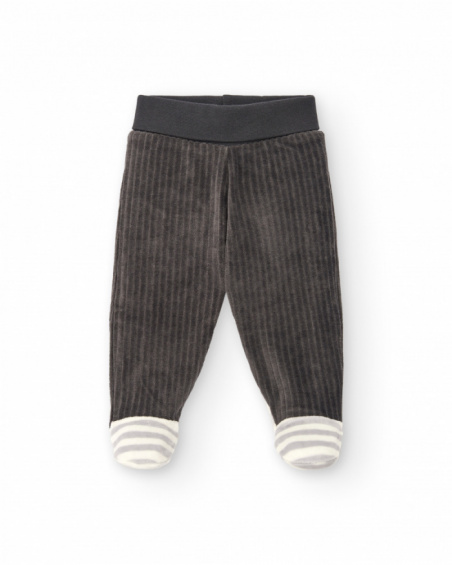 Conjunto de dos piezas niño en gris con diseño de mapache
