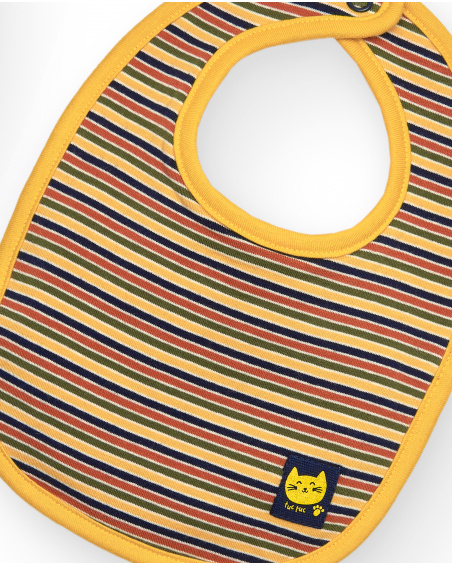 Set de baberos para niña en tonos amarillo y azul con diseño de