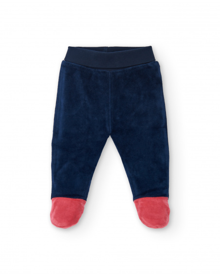 Conjunto para niña en rosa, crema y azul marino con diseño de