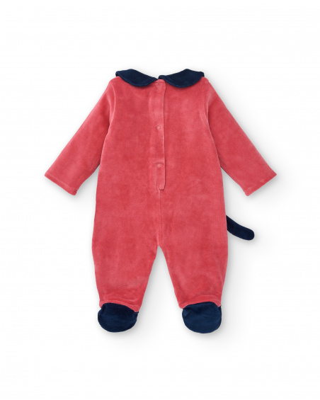 Pelele para niña en rosa y azul marino con diseño de gatito y