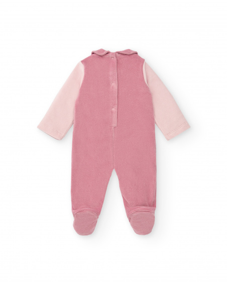 Pelele para niña en rosa con diseño de erizo y cuello redondo