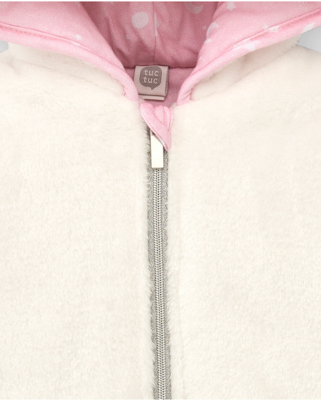 Chaqueta para niña en blanco con corona plateada colección