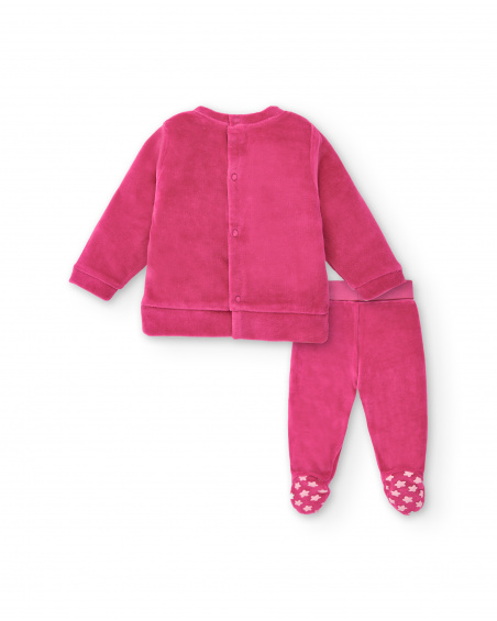 Conjunto para niña en fucsia con aplique de conejito colección