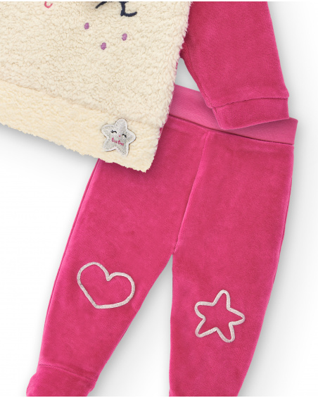 Conjunto para niña en fucsia con aplique de conejito colección