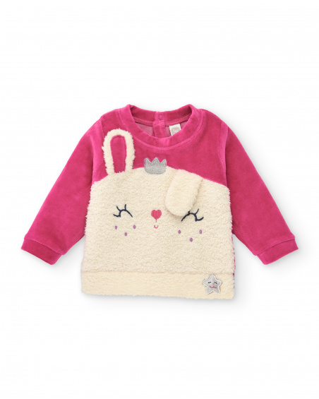 Conjunto para niña en fucsia con aplique de conejito colección