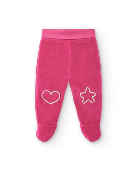 Conjunto para niña en fucsia con aplique de conejito colección