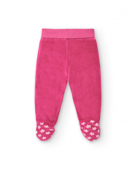 Conjunto para niña en fucsia con aplique de conejito colección