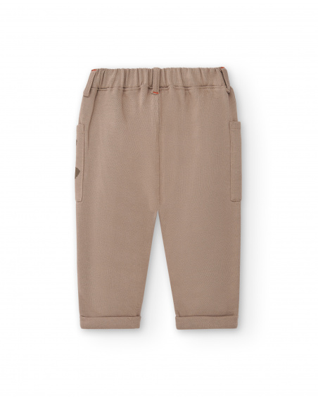 Pantalón cargo para niño en beige con estampado de rayo
