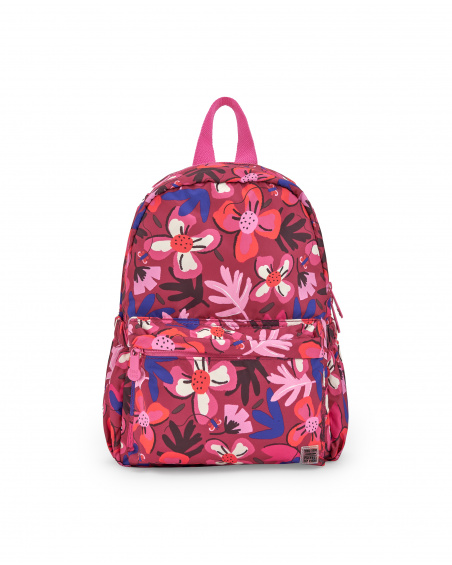Mochila para niña en rosa con estampado floral colorido