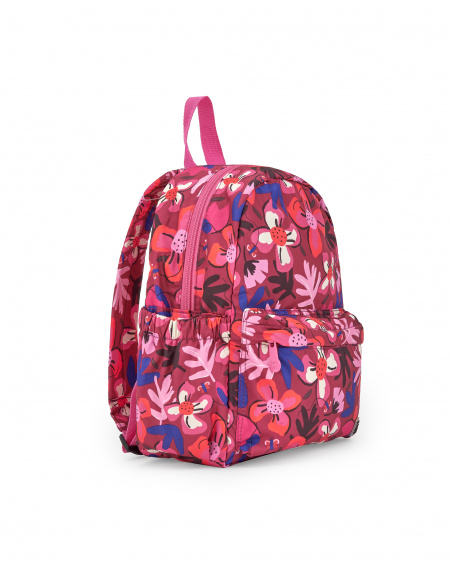 Mochila para niña en rosa con estampado floral colorido