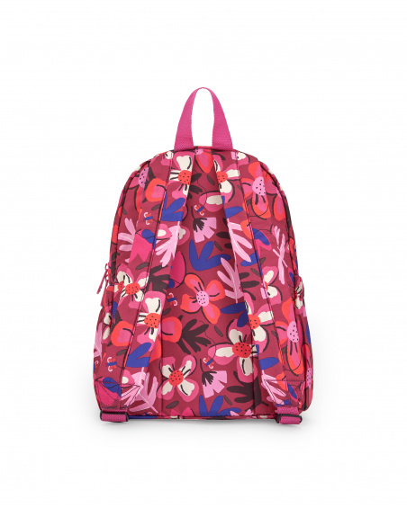 Mochila para niña en rosa con estampado floral colorido