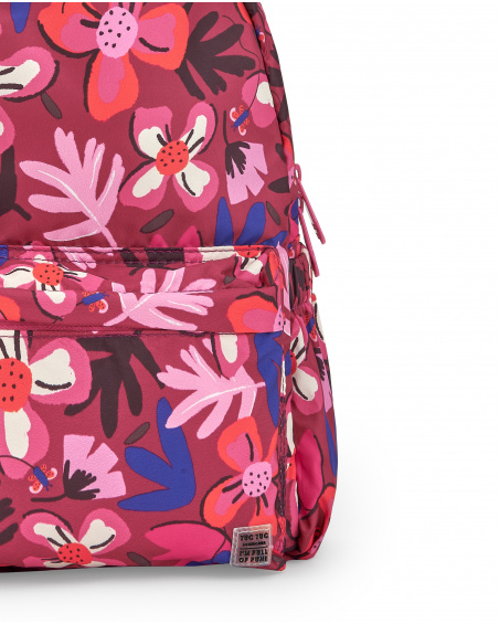 Mochila para niña en rosa con estampado floral colorido
