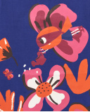 Camiseta de felpa para niña en azul con estampado floral Camiseta de felpa para niña en azul con estampado floral