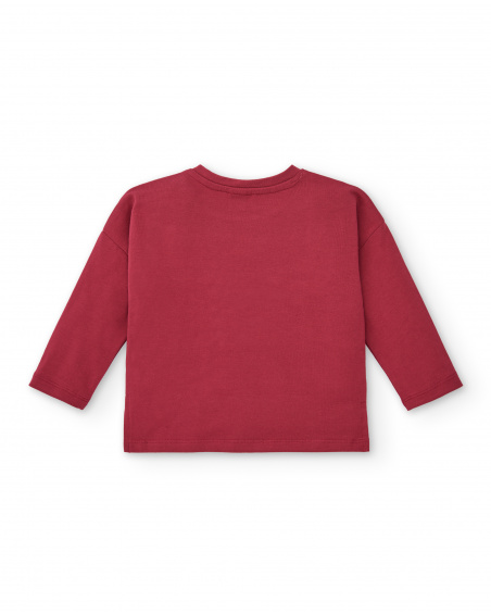 Camiseta para niña en rojo con estampado de superhéroe