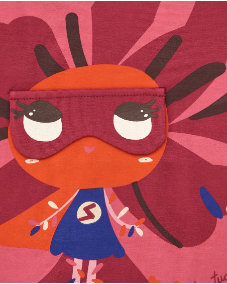 Camiseta para niña en rojo con estampado de superhéroe